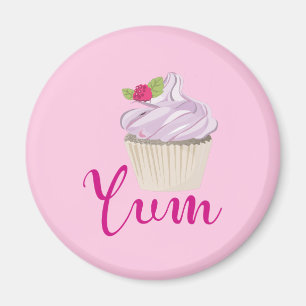 Dreamy Rosa Cupkaka med Raspberry Yum! Magnet