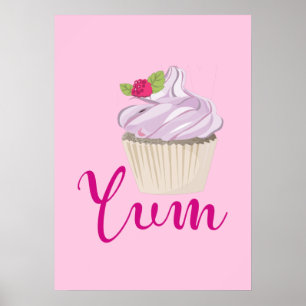 Dreamy Rosa Cupkaka med Raspberry Yum! Poster