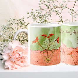 Dreamy Rosa Grönt Flowers Quote Inspirational Kaffemugg