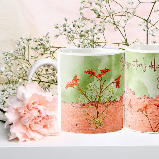 Dreamy Rosa Grönt Flowers Quote Inspirational Kaffemugg