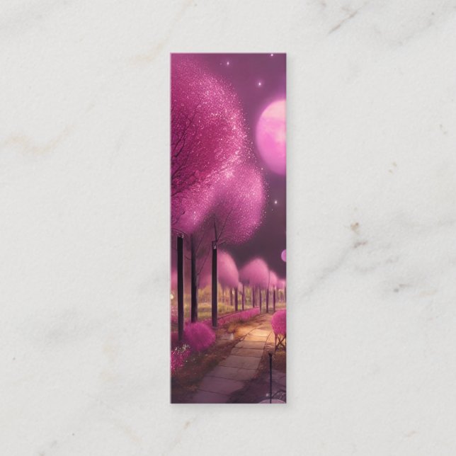 Dreamy Rosa Nightscape Bookmark Mini Visitkort (Framsida)
