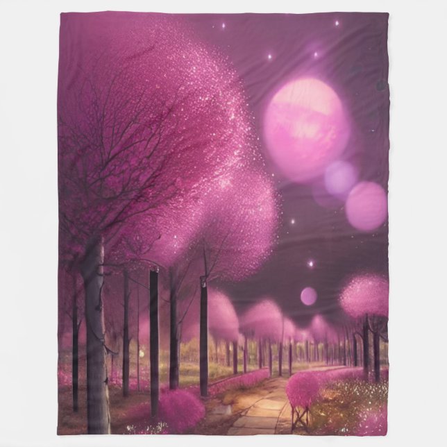 Dreamy Rosa Nightscape Fleecefilt (Framsidan)