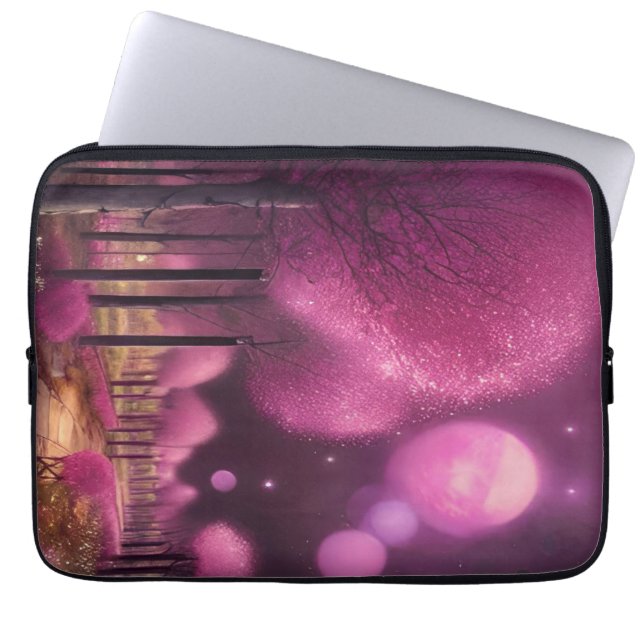 Dreamy Rosa Nightscape Laptop Fodral (Framsidan)