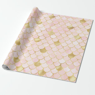 Dreamy rosa- och guld Sjöjungfru-skalor Presentpapper