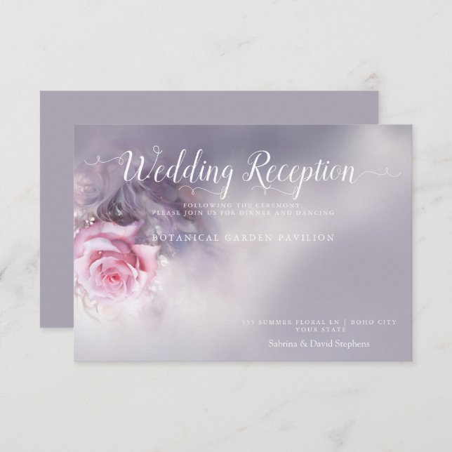 Dreamy Rosa ros - Dusty Lilac Tack Kort (Fram/baksida)