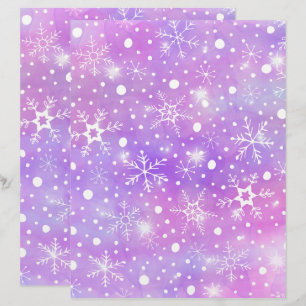 Dreamy Rosa Snöflingor och Stars Scrapbook Papper