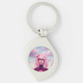 Dreamy Rosa Swirl Silverfärgad Nyckelring