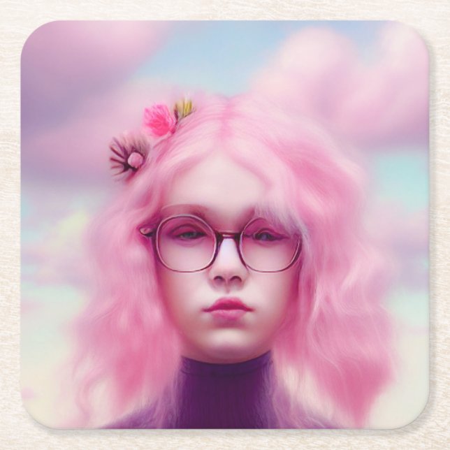 Dreamy Rosa Underlägg Papper Kvadrat (Framsidan)