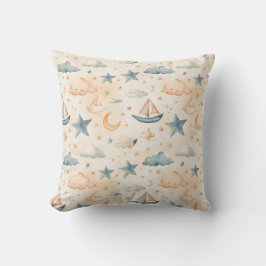 Dreamy Sailboats & Stars Throw Pillow Kudde