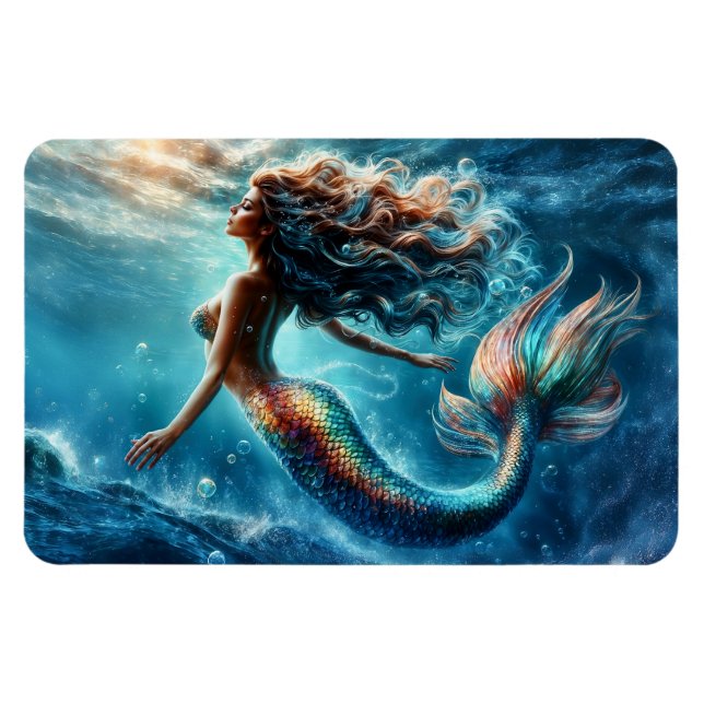 Dreamy Sea sjöjungfru Girl fantasycreening Magnet (Horisontell)