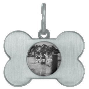 Dreamy Seawall Grayscale Pet Namn bricka
