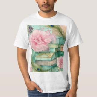 Dreamy Shabby chic Pastel Gift Box & Peacock Feat T Shirt