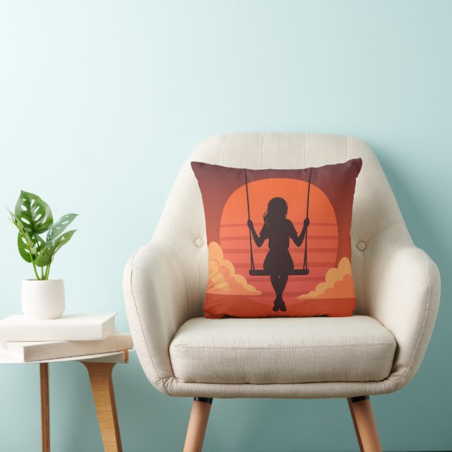 Dreamy Silhouette Girl - Moody Aesthetic Art Kudde (Stol)