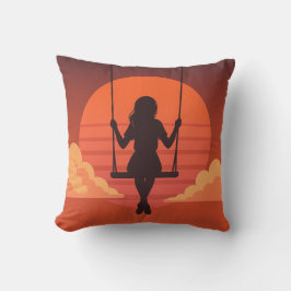 Dreamy Silhouette Girl - Moody Aesthetic Art Kudde