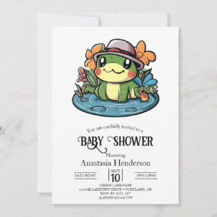 Dreamy Simple Frog Baby Shower Inbjudningar
