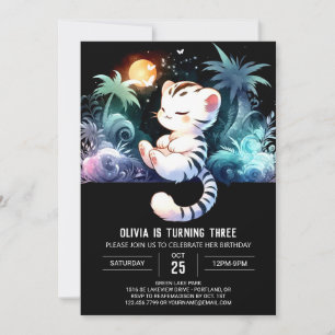 Dreamy Simple Tiger Birthday Inbjudningar