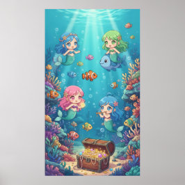 Dreamy sjöjungfru coral reef poster