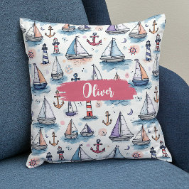 Dreamy Sketches of Sailcraft Anchors & Lighthouses Kudde