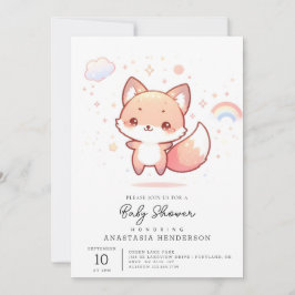Dreamy Skogen Fox Baby Shower Inbjudningar