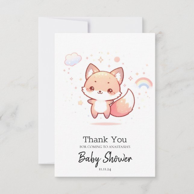 Dreamy Skogen Fox Baby Shower Tack Kort (Framsida)