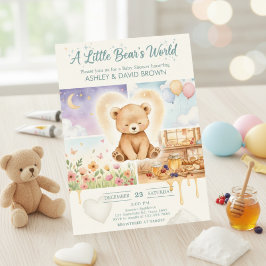 Dreamy Sleeping Bear Honey Balloons Moon Inbjudningar