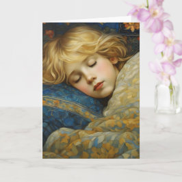 Dreamy Sleeping Child in Blommigt Quilt Kort