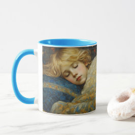 Dreamy Sleeping Child in Blommigt Quilt Mugg