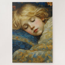 Dreamy Sleeping Child in Blommigt Quilt