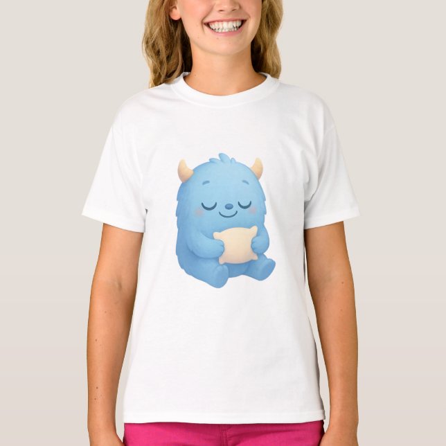 Dreamy Sleepy Monster Kids Hoodie — Soft Cloud  T Shirt (Framsida)