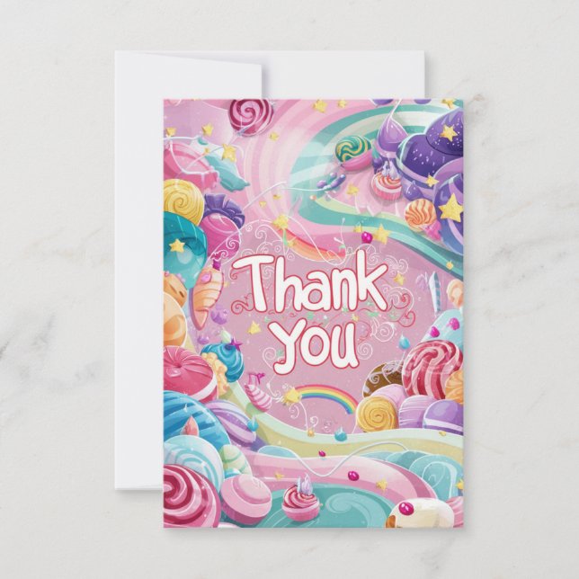 Dreamy Söt Candyland tack för ditt kort (Framsida)