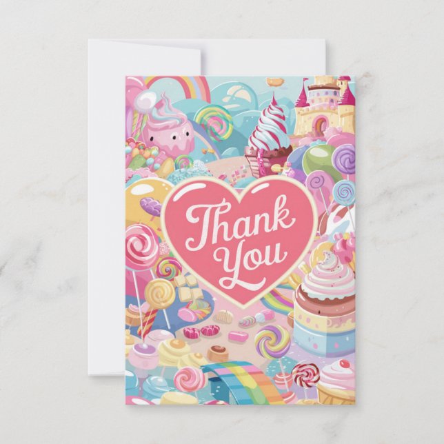 Dreamy Söt Candyland tack för ditt kort (Framsida)