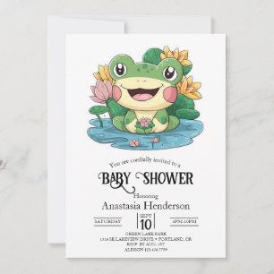 Dreamy Söt Frog Baby Shower Inbjudningar