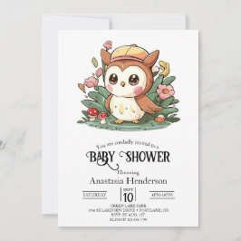 Dreamy Söt Uggla Baby Shower Inbjudningar