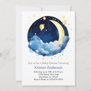 Dreamy Space Blissful Boy Baby Shower Inbjudningar