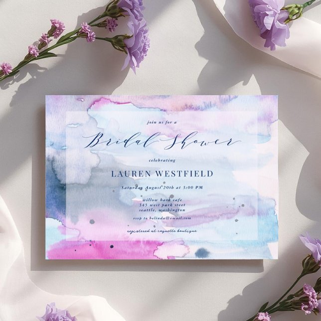 Dreamy Spring Pink & Navy Bridal Shower Invitation Inbjudningar (Skapare uppladdad)