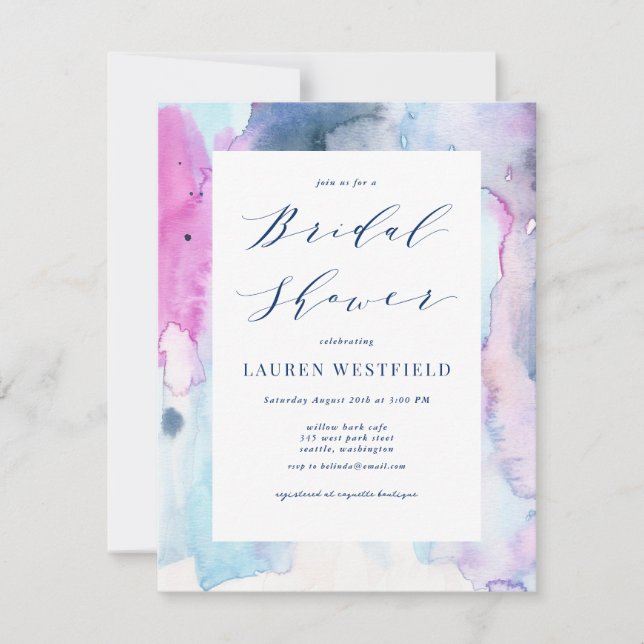 Dreamy Spring Watercolor Bridal Shower Invitation Inbjudningar (Framsida)
