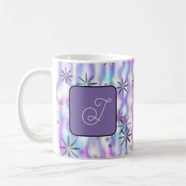 Dreamy Starburst Waves Pattern Personalized Kaffemugg (Vänster)