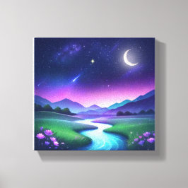 Dreamy Starlight River Landscape Serenity Canvastryck