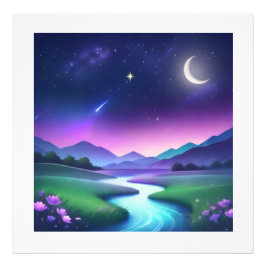 Dreamy Starlight River Landscape Serenity Fototryck