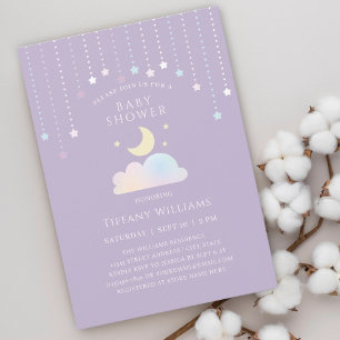 Dreamy Starry Himlar Måne och Stars Baby Shower Inbjudningar
