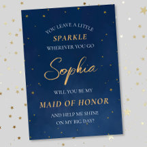 Dreamy Stars Celestial Navy Maid of honor Frieri