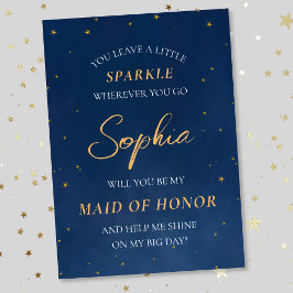 Dreamy Stars Celestial Navy Maid of honor Frieri Anteckningskort