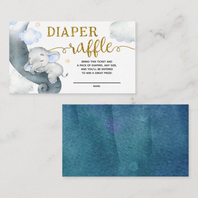Dreamy Stars Elephant Baby Shower Raffle Tilläggskort (Fram/baksida)