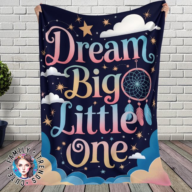 Dreamy Stars och Clouds Dream Big Little One Fleecefilt (Skapare uppladdad)