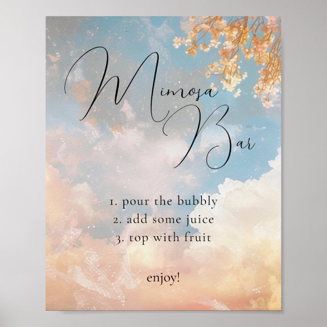Dreamy Sunset Cloud 9 Mimosa Pub Sign Poster (Framsidan)