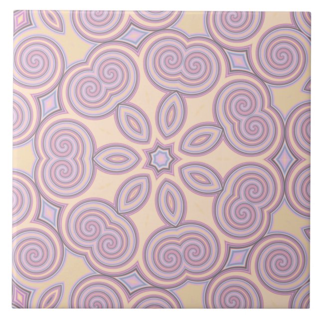Dreamy Swirls - Pastel Psychedelic Mönster Kakelplatta (Framsidan)