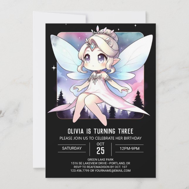 Dreamy Theme Fairy Birthday Inbjudningar (Framsida)