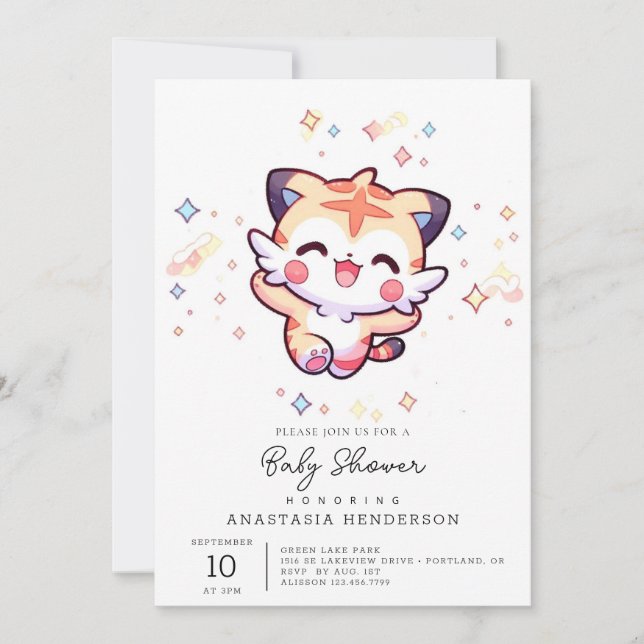 Dreamy Tiger Baby Shower Inbjudningar (Framsida)