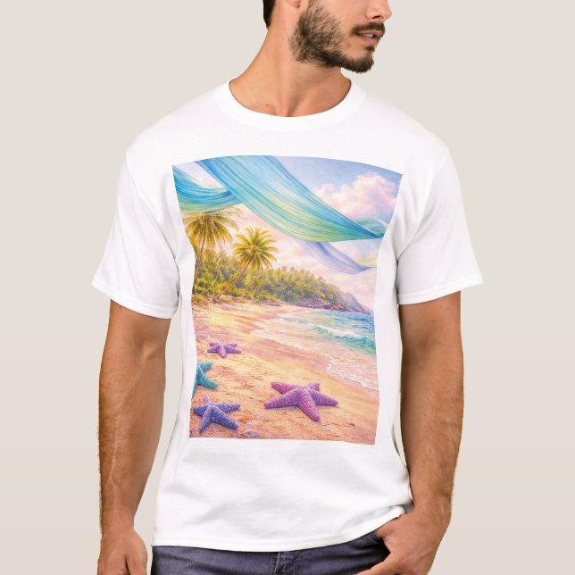 Dreamy Tropical Paradise T Shirt (Framsida)