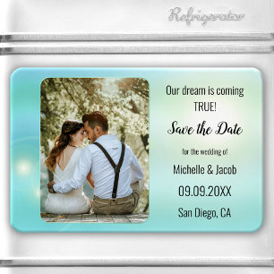 Dreamy Turcos Teal Ljus Photo Save Date Magnet